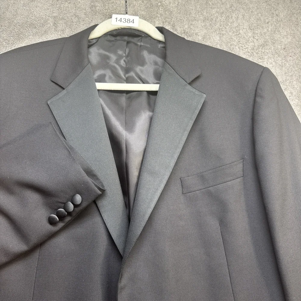 Samuelsohn wool tuxedo jacket black satin‎ lapel formal dinner blazer mens 46R